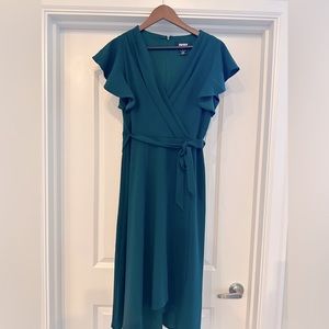 DKNY Hunter Green Faux Wrap Dress